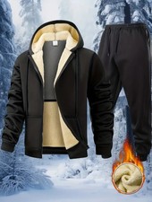 ? Herren Winter Trainingsanzug – Warm Gefüttert | Hoodie + Hose | Größe XL (DE)