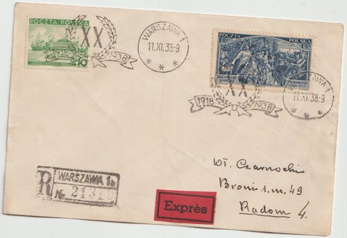 Polen 1938 einschreiben - -,