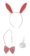  Bunny Kostüm Verkleidungs-Set 3-teilig  Fasching Schwanz Fliege Haarreif 