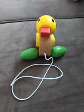 SpielMaus Nachzieh-Ente aus lackiertem Holz Holzspielzeug Nachziehtier ab 12m