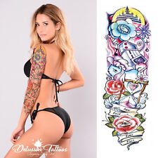 REALISTISCHE TEMPORÄRE TATTOO HÜLLE, ARM, DISNEY, ROSEN, SANDUHR, HERREN, DAMEN