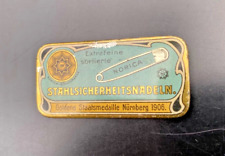 kleine alte Jugendstil-Blechdose -Stahlsicherheitsnadeln- Norica - Nürnberg 1906