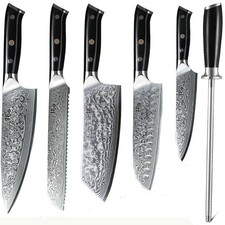 6Stk TURWHO Kochmesser Japanischer VG10 Damaststahl Küchenmesser Chef Knife Set