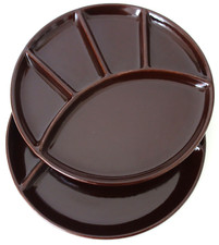 JASBA 2 Fondueteller Raclette Antipasti Teller Keramik braun 70er Jahre