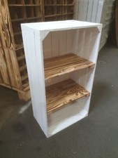 grosse Obstkiste "WILLI" weiß  mit zwei Mittelbrettern Weinkiste Holzkiste Regal