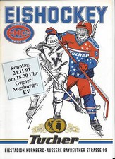 EHC 80 NÜRNBERG - EV AUGSBURG 24.11.1991, 2.Bundesliga Eishockey Programm 91/92