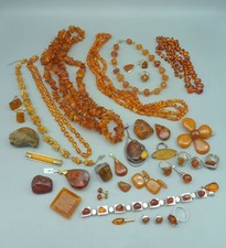 RSLL 35x Antik Bernstein COGNAC Kette Anhänger Ring 835 - 925 Silber FISCHLAND