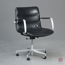 Kusch und Co Bürostuhl Serie 8000 Kastholm Drehstuhl Leder Schwarz Vintage 70er