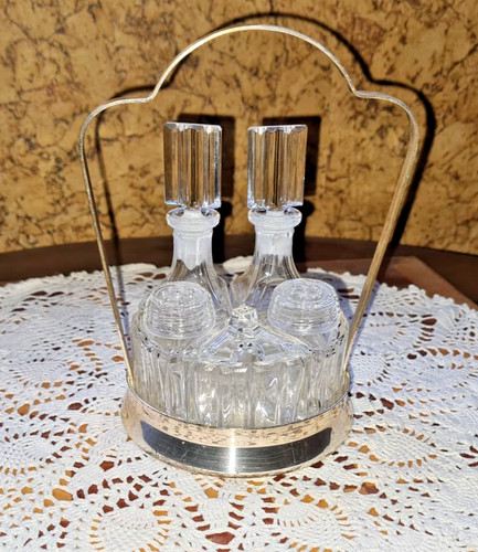 Vintage glas menage essig - vintage-glas-menage,