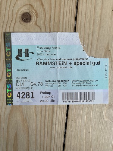 Rammstein konzert karte - karte, 01
