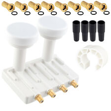 Quad Monoblock LNB LNC Doppel 4 Receiver 4K 6,2° 0,1dB + F-Stecker + Gummitüllen