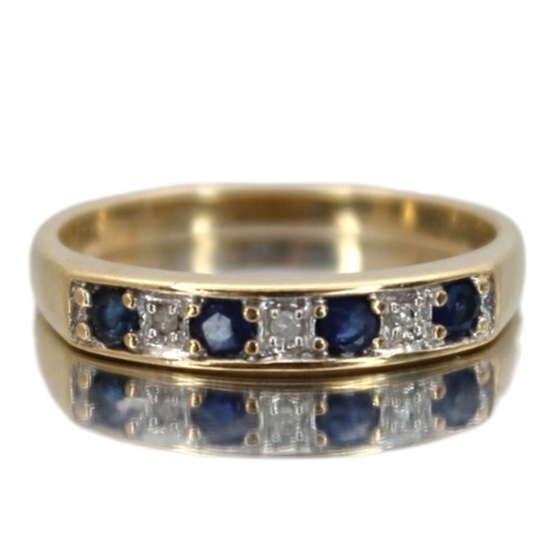 Gold diamant ring - diamant, saphir