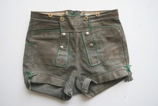 Kurz individuelle sexy Pfadfinder Lederhose 70er Vintage Druckknopf Besatz Gr.46