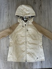 Burberry Cardigan Strickärmel Steppjacke Vintage Braun Beige Rot Übergangsjacke