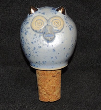 Dekokorken Flaschenkorken Wein Eule Blau/Silber ca. 7,5cm Dekorfigur Sammler