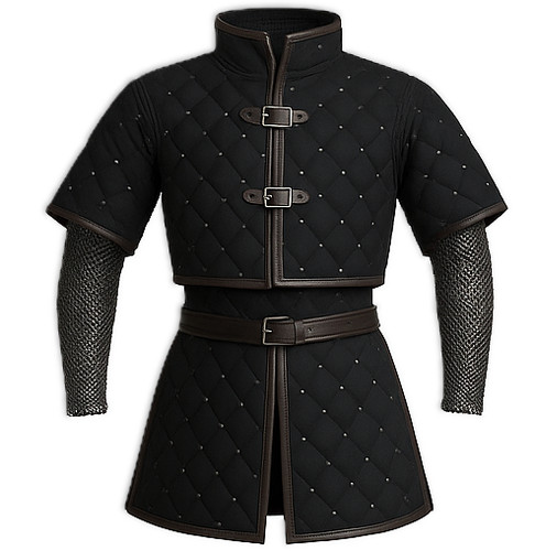 Black cotton gambeson armor - gambeson,