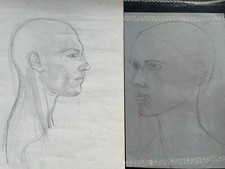 2x BLEISTIFT ZEICHNUNG AUF