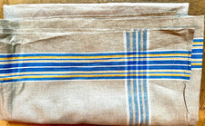 Leinen Rolltuch Mangeltuch Tafeltuch Gelb/Blaue Bordüre 3m/88cm ALT /P10.9/1