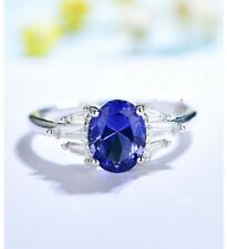 Luxus Damen Ring Silber  925 Damenring mit Stein Tansanit Silberring Geschenke.