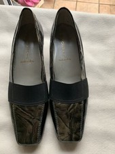 "Alexandria" Damen Pumps Loafer geprägtes Lackleder schwarz,Eidechse grau Gr. 7