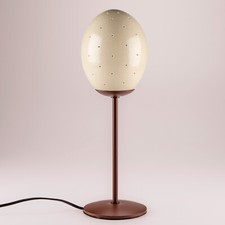 Tischlampe Straußenei "Löcher überall" Lampe Stehlampe - Ständer 24cm Antik-Rost