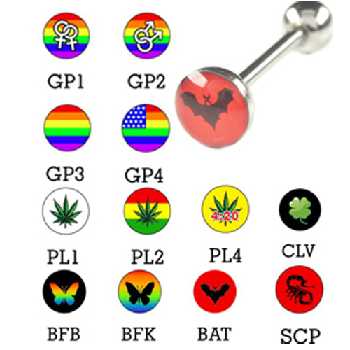 Logo zungen piercing - logo, 7mm