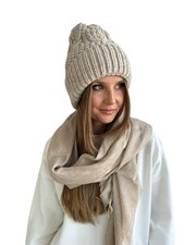 Max Mara Intrend Accessoires Beanie Mütze Alpakawollmischung  Beige Gr.57 cm