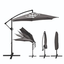 Deuline® Sonnenschirm 360° drehbare Ampelschirm Ø300cm Marktschirm Gartenschirm