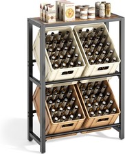 Getränkekistenregal für 4 Kästen mit Holzablage – Metall, platzsparend schwarz