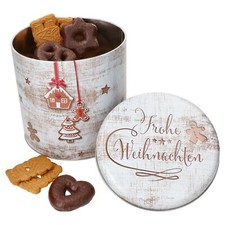 Gebäckdose Frohe Weihnachten rund H20,3cm Metall Plätzchenbox Weihnachtskekse 