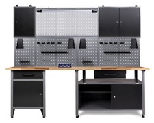 Ondis24 Werkstatteinrichtung 240cm Komplett Werkstattset Werkbank aus Metall LED
