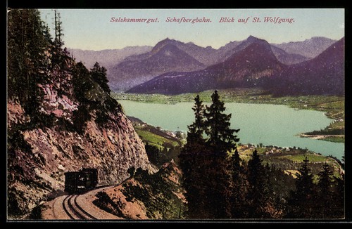 Ansichtskarte schafbergbahn - ansichtskarte,