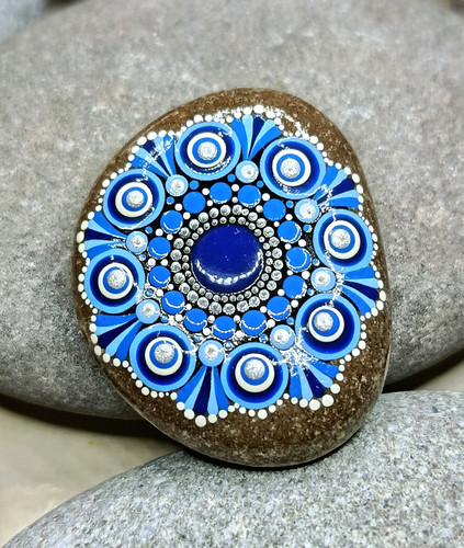 Mandala stein blau - stein,,