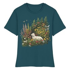 Damen T-Shirt Katze Blumen