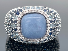 SCHMUCKJAGD RING GR.21 (CA.66) PALLADINIERT MIT AVENTURIN & MULTI ZIRKONIA