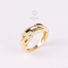 14K Blattgold Ring, Blattgold Zweig Ring, Rotgold Blatt Zweig Band, Stapel