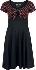 Rock Rebel by EMP Damen schwarzes mittellanges Kleid mit gepunktetem Muster