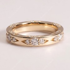 Diamant Ehering Für Damen 10K Gelbgold Über Eternity Lacie Band Versprechen Ring