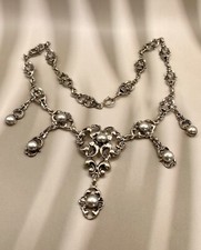 Antik Schmuck Collier Perlen 835 Silber Vintage Kette Halskette