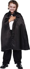 Schwarzer Kinder Umhang / Halloween Karneval Vampir Sensenmann Tod Kostüm Cape