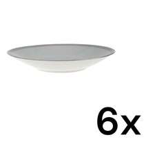 6er Set Suppenteller Goldrand Hutschenreuther Gloria Weiß