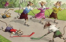 111/513 AK HUMOR TIERE - KÄNGURU - ROLLSCHUH-HOCKEY - ROLLSCHUH-TANZ