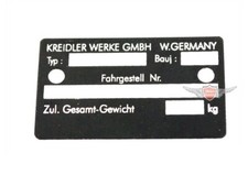 Rahmen Typenschild für