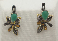 Smaragd - Ohrringe, Ohrhänger, Ohrstecker     Sterlingsilber 925   geschwärzt