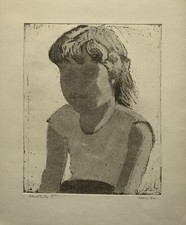 Karl Adser 1912-1995 Radierung junges Mädchen Portrait Dänemark 1980 #1