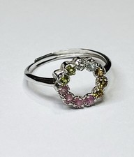925 Sterling Silber Ring bunt rosa grün gelb blau Turmalin rund Kreis