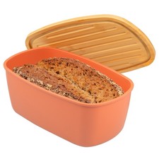 bremermann Brotkasten mit Bambus-Deckel, Brotbox | Schneidebrett, Brottopf, rot