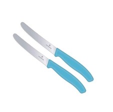 Victorinox Küchenmesser-Set 2 Stück Tafelmesser Messer Karibikblau Blau