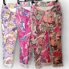 Italy Damen Jogpants Blumenmuster 42 44 46 48 Hose Neu Trend