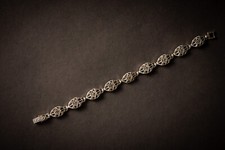 schönes 925er Silber Vintage Armband mit Markasiten, 18,5 cm